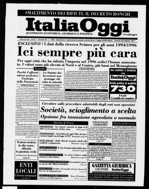 Italia oggi : quotidiano di economia finanza e politica